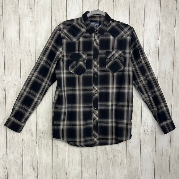 American Rag Other - American Rag Long Sleeve Snap Front Plaid Lightweight Casual Button Down Shirt